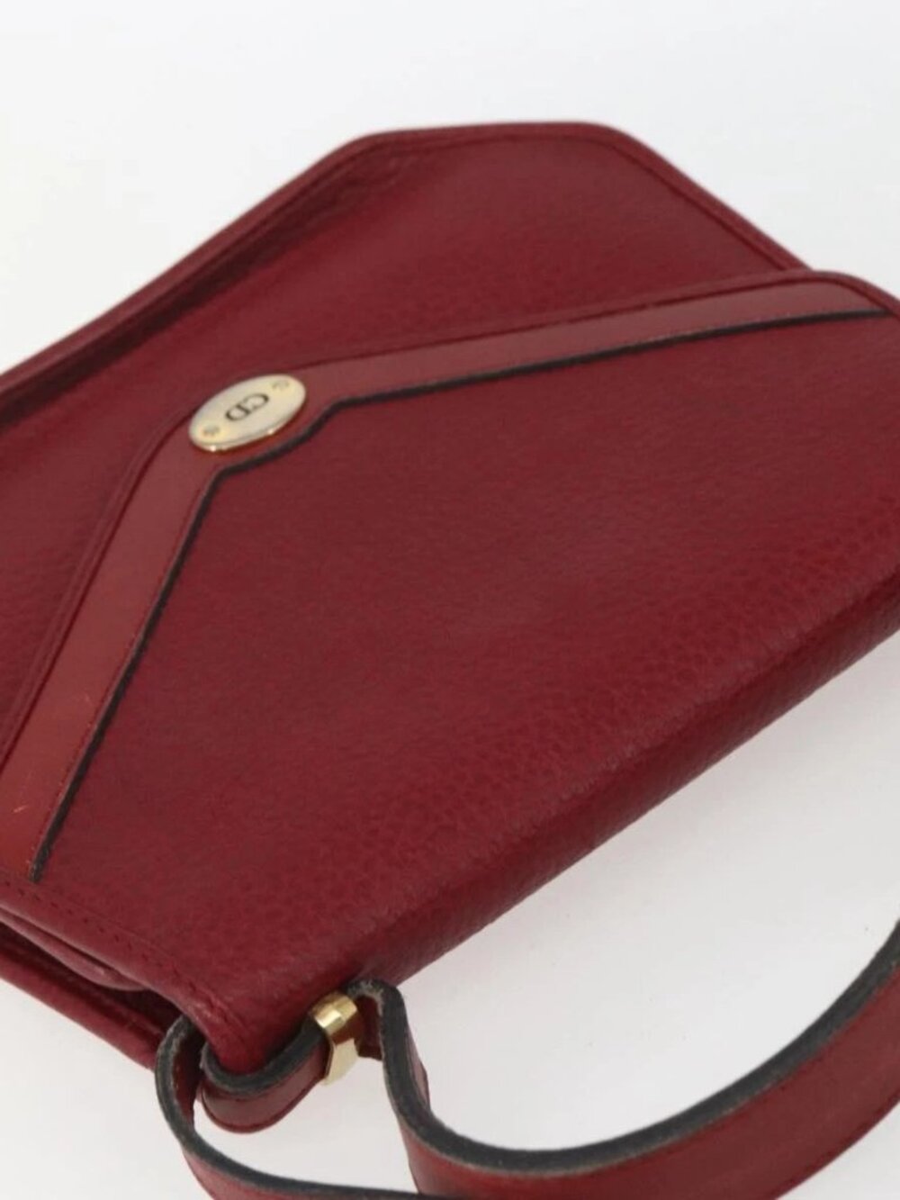 Christian Dior Hand Bag Leather 2way Red Gold Auth BA8209 - Picture 7 of 16
